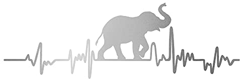Finest Folia Aufkleber Herzschlag Tiere Breite 27cm Lifeline Heartbeat Deko Sticker Selbstklebend für Auto Kühlschrank Laptop Autoaufkleber K150 (Silber, 05 Elefant)