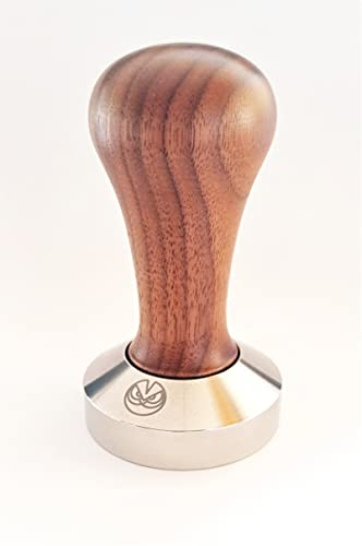 53,5 mm Tamper für IMS Competition-Filterkörbe, Nussbaum und INOX Stahl Flacher Boden