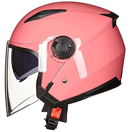 Motorrad 3/4 Jethelm, Herren Damen Motorradhelme, Dual Visor DOT/ECE Genehmigt Halbschalen Motorradhelm, Anti-Fog Lens Moped Helm,Rosa,XL
