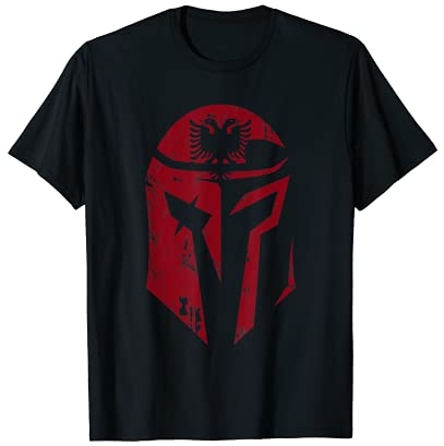 Albania Kosovo Tirana Shqip Warrior gift Albanische Flagge Krieger Shqip Shqiponja Albanischer Adler T-Shirt Schwarz Unisex Klein Klassisch Kurzarm Crew-Ausschnitt EU S
