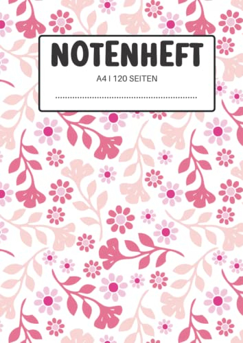 Notenheft A4: Notenbuch mit Schreiblinien für Musiknoten | Musikblock mit Hilfslinien | Lustiges Geschenk für Musiker, die Klavier oder Gitarre spielen