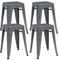 Duhome Metall Hocker 46cm Barhocker 4er Set, Sitzhöhe 46cm Tresenhocker, Stapelbar Eisen Bistrohocker im Industry Design, Grau