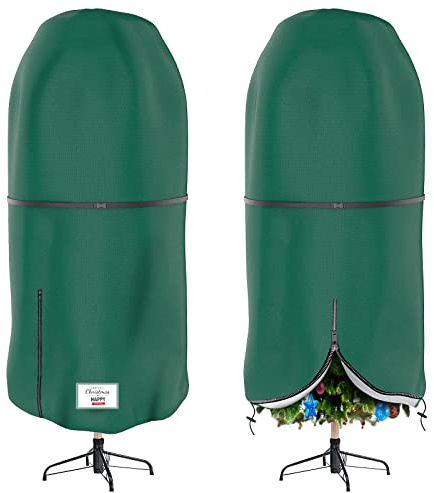 Oxford Storage Bag - Waterproof Christmas Tree Transport Case with Double Zips, Up to 7.5 ft Trees & Decorations, Green