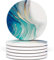 Naivasha Homeware Marmoruntersetzer 6er Set - Atemberaubende dekorative Untersetzer in mattem Finish, elegante Steinuntersetzer mit Korkboden - Aqua