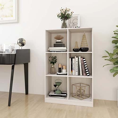 Aufbewahrungregal Standregal CD DVD Regal, Bücherregal Weiß 70x33x110 cm Massivholz Kiefer Bücherregal Raumteiler Aktenregal für Wohnzimmer, Schlafzimmer, Büro