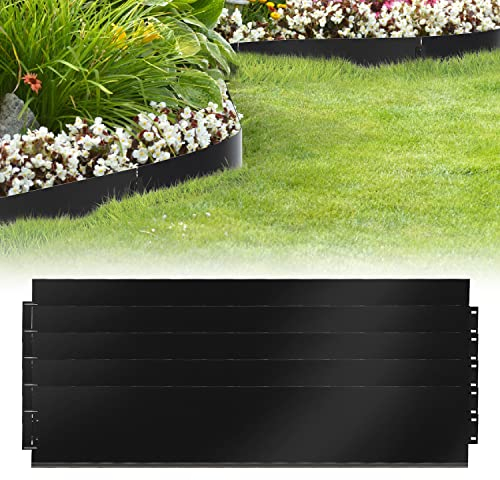 Joparri Bordure de pelouse en métal galvanisé de 10 m - 100 x 15 cm - Bordure de Parterre en métal - en palissade - pour barrière de Racine - Noir