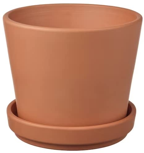 Plant pot with saucer, outdoor terracotta, 12 cm