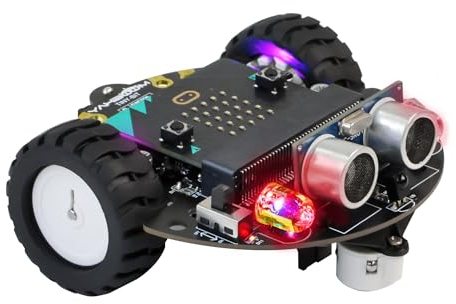 Yahboom Microbit V2 Robotics Kit DIY Car Science Learning STEM Project, Programmable Graphical Programming Maker Code for 8-12 Years Old (with Microbit)