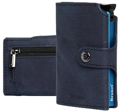 Bronzi® Portafoglio Uomo Slim Piccolo | Portacarte Uomo Donna Portatessere Porta Carte Di Credito | Portafogli Mini Protezione RFID con Portamonete | Box Regalo - Brand Italiano