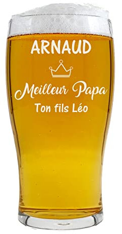 KDO MAGIC - Verre à bière personnalisé - Personnalisable avec un texte - 570 ml - Plusieurs modèles de gravure - Idée cadeau homme, fête des pères, papa, anniversaire (Modèle Meilleur)