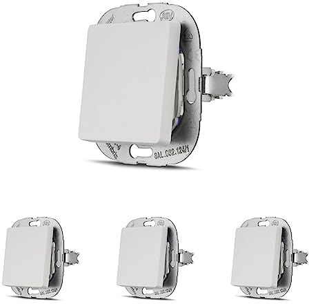 REV 0511382992 PrimaLuxe Taster - Lichtschalter, 230VAC, 10A, 100W, Unterputz, Weiss, Schalter (Packung mit 4)