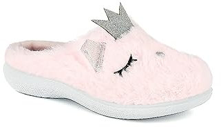 inblu Pantofoline Unicorno, Ciabatte Bambino con Sottopiede Imbottito e Ecopelliccia, Unisex 27/35, Pantofole, Rosa, 30 EU
