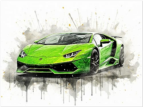 Generisch Auto Poster - Lamborghini Aventador Sportwagen Kunstdruck Illustration Wandbild P249N (75x100 cm)