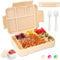 WECUTE Fiambrera Infantil, 1330Ml Bento Box Fiambrera Infantil y Adultos con 5 Compartimentos y Cubiertos Caja de Almuerzo de Plástico Caja de Alimentos sin BPA, Para microondas (Caqui)