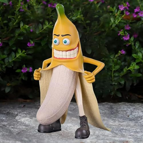 Umikk Böser Bananenmann Gartendeko Figuren, Lustige 20 cm cm hohe Bananenzwerg-Skulpturen, Lustige Gartenfiguren, Personalisierte Lustige Figürchen, Außendekoration für Terrasse