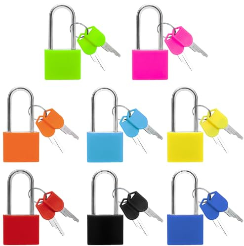 8 Pack Long Suitcase Locks with Keys, Small Travel Luggage Lock