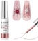 RARJSM Metallic Nail Art Gel Liner Rose Gold Mirror Chrome 3D Effect 8ml Build in Thin Brush Metal Painting Drawing Striper Thin Brush Gel Polish Soak off UV LED Curing Requires for Home Salon
