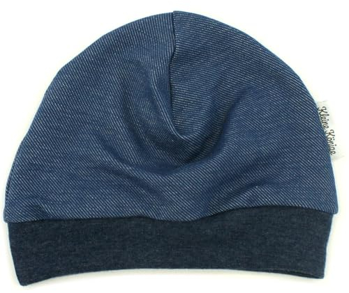 Kleine Könige Mütze Baby Jungen Beanie · Modell Uni jeansjersey dunkelblau, Denim · Ökotex 100 Zertifiziert · Größe 86/92