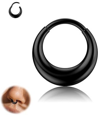 Diamday Septum Piercing Ring Nasenpiercing Ring 316L Chirurgenstahl Segmentring Nasenring Piercing Septum Gold 18G Daith Conch Helix Ohrring Hoop Rook Tragus Piercing Ohr Schmuck Silber Schwarz 8/10mm