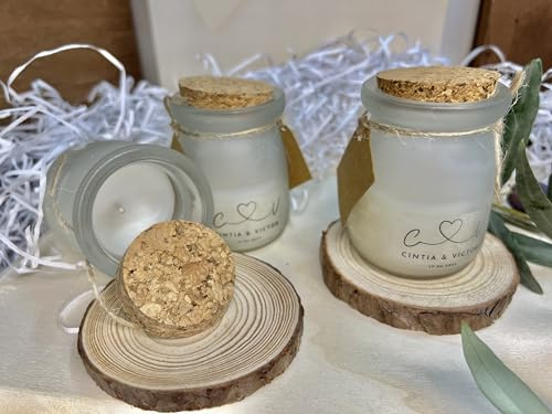 Uvimark - Set 12 Velas Personalizadas, Detalle Boda, Bautizo y Comunión | Velas Aromaticas en Tarro, Fragancia Suave, Detalles para Invitados con tu Foto, Logo, Elegantes, Regalo Invitados Originales