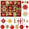 Alupssuc 80pcs Weihnachtskugeln Kunststoff Set,Bruchsichere Plastik Weihnachtsschmuck für Weihnachtsbaum Urlaub Hochzeit Party Dekorationen mit Hängenden Schnüre Moderner Leichter Luxus Rot und Gold