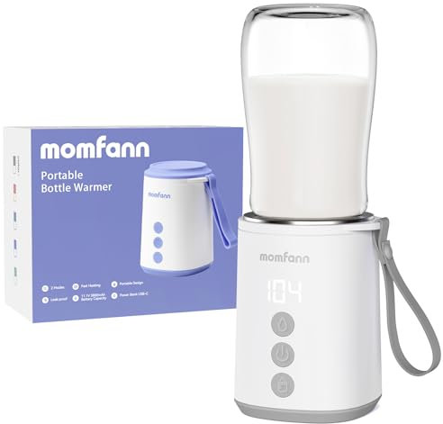 MOMFANN Portable Bottle Warmer, Travel Baby Bottle Warmer for Breastmilk On The Go, Leak-Proof, 2 Modes Fast Heating