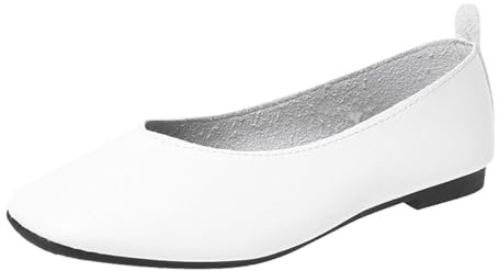 MVNB Ladies Suede Pointed Toe Slip On Wide Fit Ballerina Shoes Comfort Insole Black Women's 𝗙lats with Arch Support Ballet 𝗙lats for Women (White, 6)