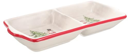 TOPBATHY piatto decorativo per insalata piatti di Babbo Natale piatti a doppia salsa snack natalizi piatto natalizio Vassoio per alimenti di ceramica da cucina