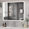 Buildonely Armario con espejo para baño con iluminación LED, 2 puertas, control táctil, 80 x 70 cm, aleación de aluminio
