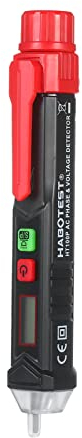 Pretfy HT100P Berührungsloser Prüfstift, digitaler LCD-Spannungstester, Wechselstromphasen- und Spannungsdetektor mit Ton- und Lichtalarm, tragbares NCV-Stiftelektroskop mit LED
