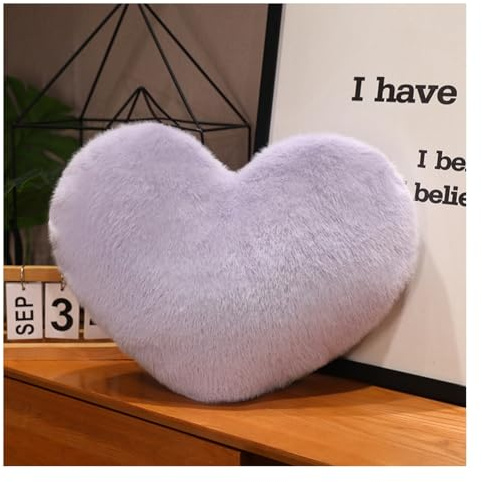 Wisafory Kuschelkissen Kinder Stern Mond Herz Plüschkissen Flauschige Zierkissen Weiche Sofakissen Kopfkissen Nackenkissen Dekokissen für Kinderzimmer Schlafzimmer Deko Geschenke Violettes Herz 45cm