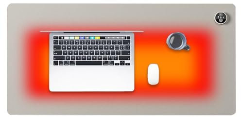 Scyca Heated Desk Pad, Extra Large Winter Computer Desk Warmer Mat for Workplace - Gray, 90 cm x 40 cm