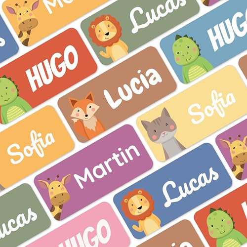 melu kids® Namensaufkleber für Kinder - Kleidung & Gegenstände (60 Stück) Kita/Schule - Namensschilder für Kleidung waschmaschinenfest und personalisiert (farben-mix)