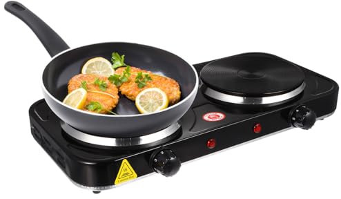 NUOBESTY 2000w Electric Stove Double Burner Camping Bbq Stove Gas Portable Electric Hot Plate with 5 Control