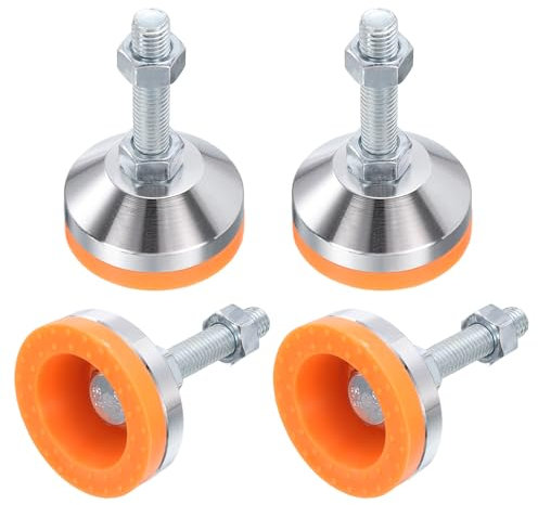 sourcing map 4 Pack Adjustable Heavy Duty Leveling Feet, 60mm/2.36 Dia Base M12 x 50mm Thread Anti-slip Shock-absorbing Furniture Leveler Legs for Workbench, Machine, Cabinet