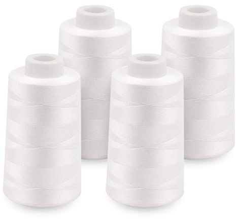 StiVerse Nähgarn- 4 Stück, 1750 M nähgarn für nähmaschine, 40S/2 Polyester faden, weiß garn nähmaschine für Qualitäts Nähgarn