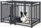 Oranland Robuste Hundebox für den Innenbereich, Stahlrohr, schwere große Hundebox, Laufstall mit Oberseite, Hundekäfig, Zwinger für drinnen und draußen, verbessertes Türschloss/ovales Rohreinführung,