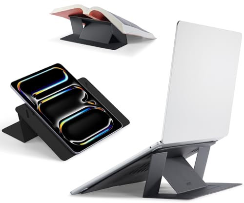 MOFT Soporte invisible para computadora portátil, soporte para tableta y computadora con doble ángulo, plegable y portátil, se adapta a tabletas de 7 a 11 pulgadas y portátiles de 11 a 14 pulgadas