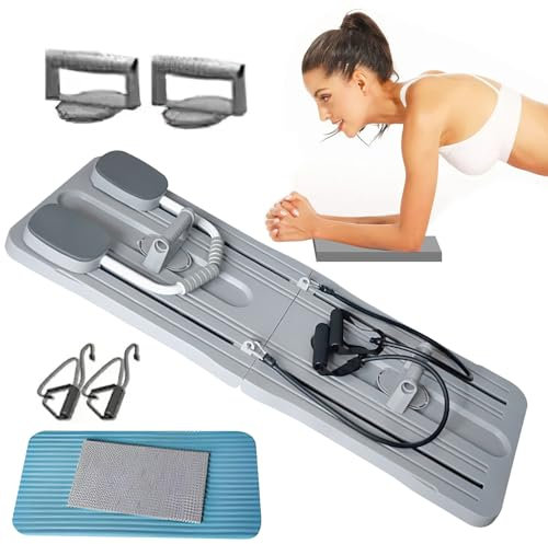 Faltbares Pilates Reformer Ganzkörper Fitness Board, Multifunktionales Bauchbrett, Ab Roller Board Multifunktionaler Ganzkörper-Workout-Trainer mit automatischem Rückprall für Ganzkörpertraining