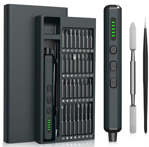 Mini Electric Screwdriver, 68-in-1 mini Screwdriver Set with 64 Magnetic Bits, 5 Torque Settings, with LED Light, Rechargeable Electric Precision Screwdriver for Electronics and DIY Repairs, Black