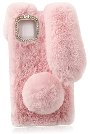 GRIRIW 5g Funda De Teléfono De Felpa para Diseño De Conejo Suave y Cálido Protección De Cámara Cristales para Invierno y Decoración De Móvil