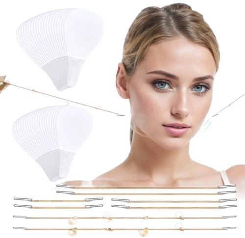 GGUFAY 1 Set mit 20 Patches + 8 Lifting Cords, Face Lifting Tape, Sofort unsichtbare Face Lifting Sticker, Eye Lifting Tape, Beauty Face Lifting Tools
