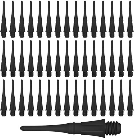 ZHIQIN 100 Stück Dartspitzen Kunststoff Langlebig Softdart Spitzen Ersatzspitzen für 2BA Gewinde Dartpfeile Soft Dartpfeil Spitzen für Dart Begeisterte Dartzubehör (Schwarz)