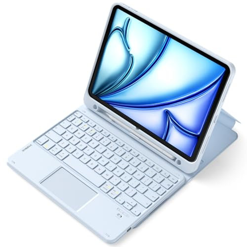 Inateck iPad 10th Generation Case with Keyboard, Detachable Keyboard with Trackpad for iPad A16 11th Gen 2025 11 inch, Air 11 inch M3 2025/M2 2024, Air 5/4, Pro 11 4/3/2/1, with Pencil Holder, Blue