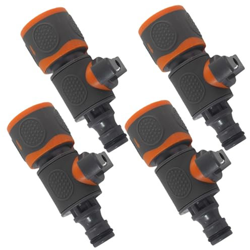 Lot de 4 raccords de tuyau d'arrosage en ABS 16, 5 mm, raccord rapide avec vanne régulation, vanne d'arrosage pour tuyau ' intérieur et extérieur, 'arrêt