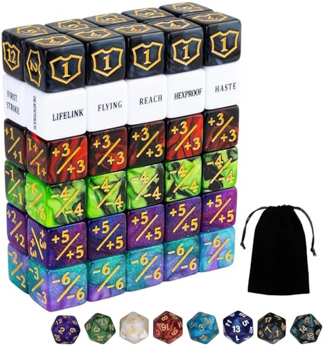 68 PCS MTG Dice Counters Set with Ability Keywords Tokens, Shield Life Counter Dice, +1/+1 & -1/-1 Counters, D20 Dices for Magic The Gathering, TCG, Tabletop Board Games & Card Gaming Accessories
