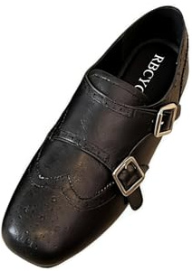 RBCYC Donna Pelle Pump Retro Intagliato Piatto Barocco Fibbia Oxford Chiuso Punta Rotonda Scarpe Casual Shopping Feste, Nero , 35 EU
