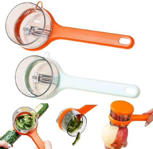 2pcs Fruit and Vegetable Peeler with Storage Box,Peeling Knife with Catcher,Double-Sided Stainless Steel Multi-functional Vegetable Peeler for Kitchen,For Fruit and Vegetables Cooking (O+G)