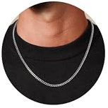 HARJJME Silver Chain Mens Stainless Steel Silver Gold Mens Necklace Chain 4mm/6mm Width Sturdy Hypoallergenic Cuban Link Hip Hop Necklaces Chain for Men Boy Jewellery Gift