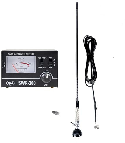 PNI S60 CB-Antenne, 59 cm, mit Butterfly, 4 m RG58-Kabel und PNI SWR-300 Reflektometer zur SWR-Messung, schwarz